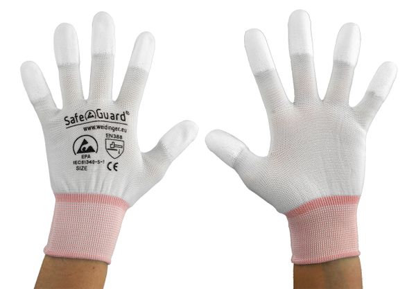 ESD-Handschuhe mit beschichteten Fingerkuppen, verschiedene Farben ESD-Handschuhe mit beschichteten Fingerkuppen, verschiedene Farben
