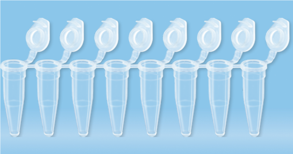 Bild: © Sarstedt AG & Co. KG Sarstedt PCR-8er-Kette, 200 µl, High Profile, flacher Verschluss