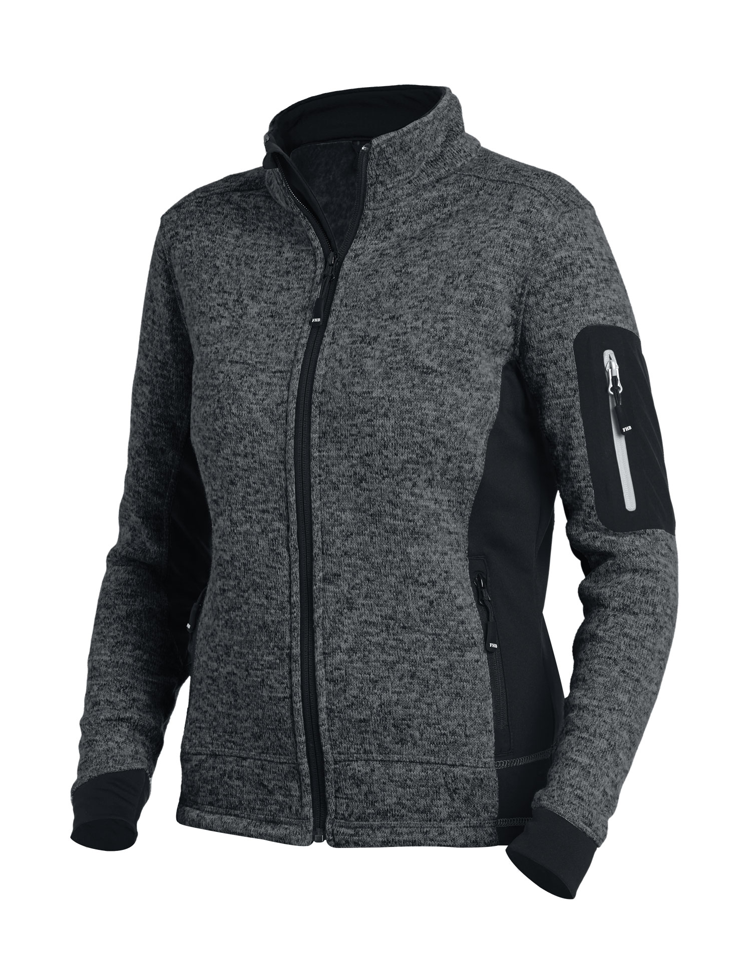 PLANAM Damen Strick-Fleece-Jacke, „MARIEKE", anthrazit/schwarz PLANAM Damen Strick-Fleece-Jacke, „MARIEKE", anthrazit/schwarz